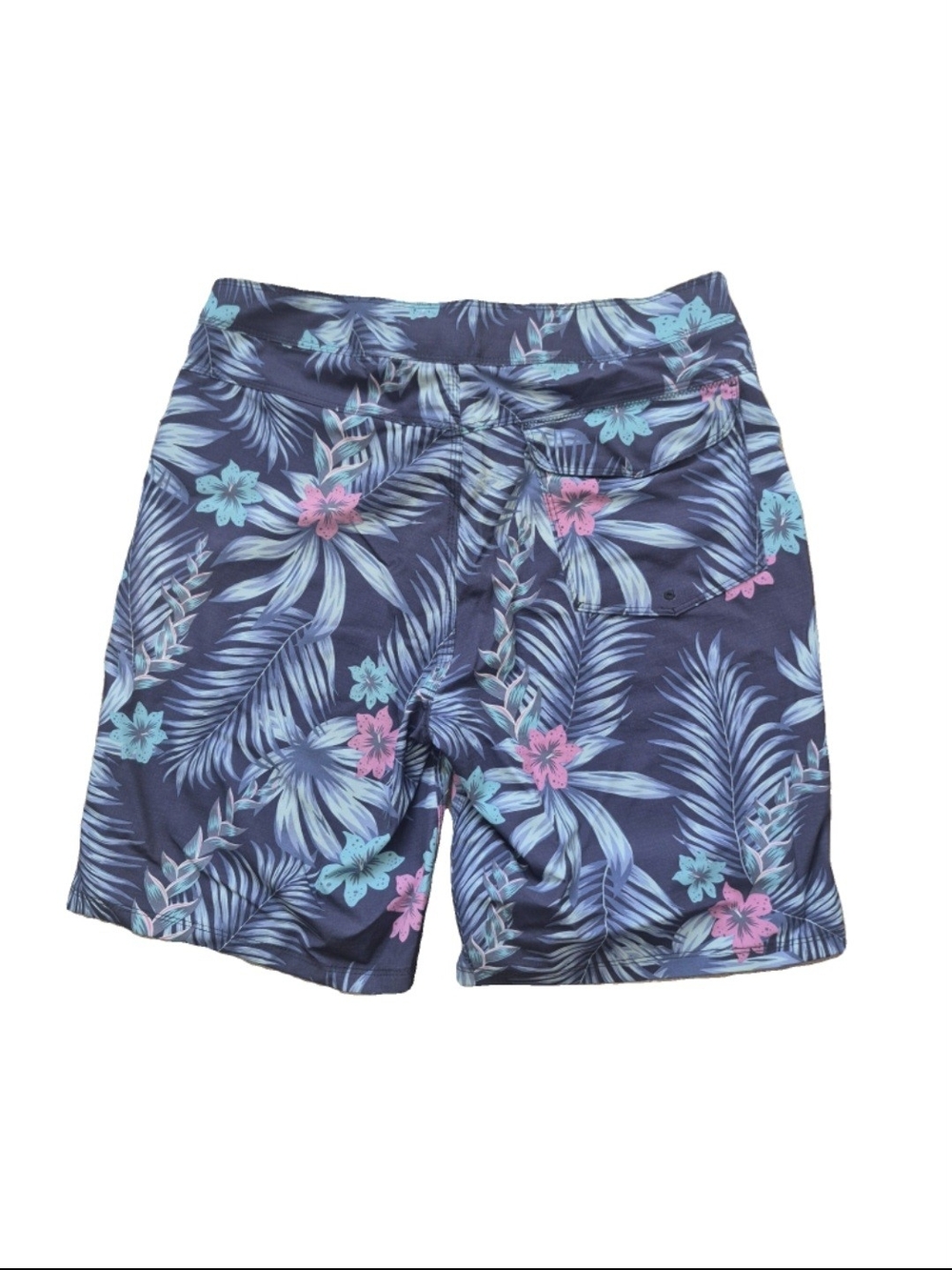 Hurley Navy Blue Tropical Floral Board Shorts with Teal & Pink Accents - Picture 2 of 3